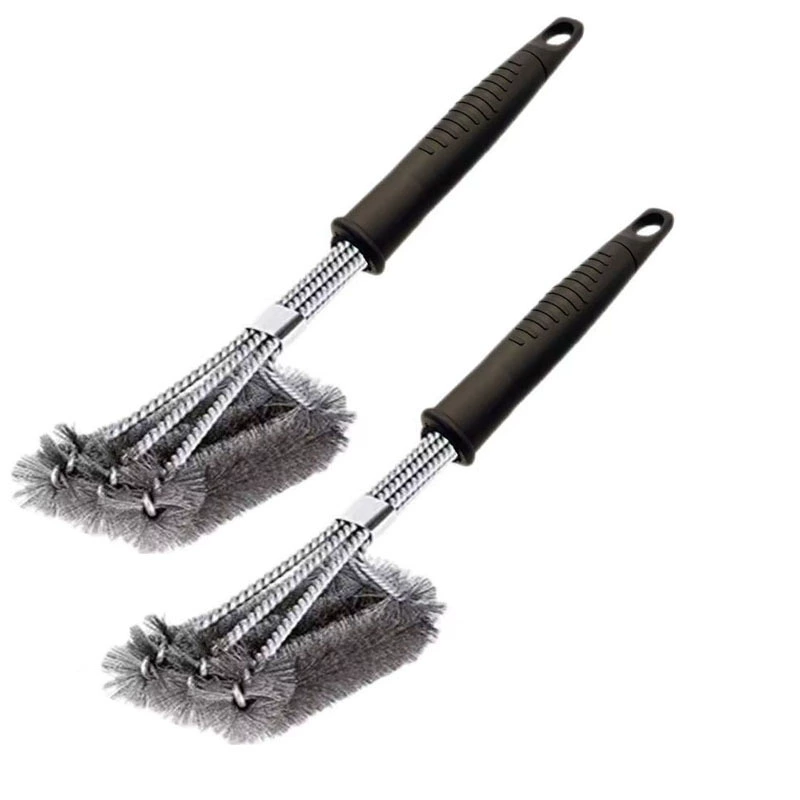 Щетка из нержавеющей стали с длинной ручкой, длинный стержень, устойчивая к высоким температурам щетка для чистки барбекю, щетка для барбекю, инструмент для барбекю, проволочная щетка