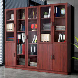 木质文件柜资料柜档案柜办公室带锁玻璃储物柜子书柜书架自由组合