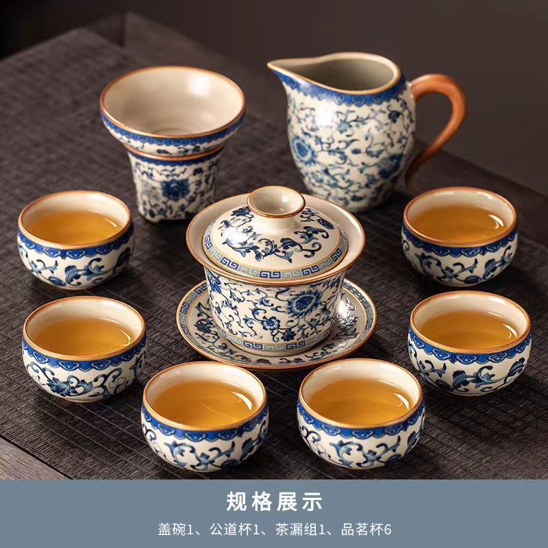 Alta calidad Nuevo 2024 nuevo arroz verde huangru horno kung fu conjunto de té doméstico ligero de lujo de alta calidad cerámica china tetera taza de té
