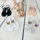 Cross-border Summer Diamond Butterfly Women Crystal Jelly pvc Flat Sandals Butterfly Brick Casual Beach Transparent Sandals