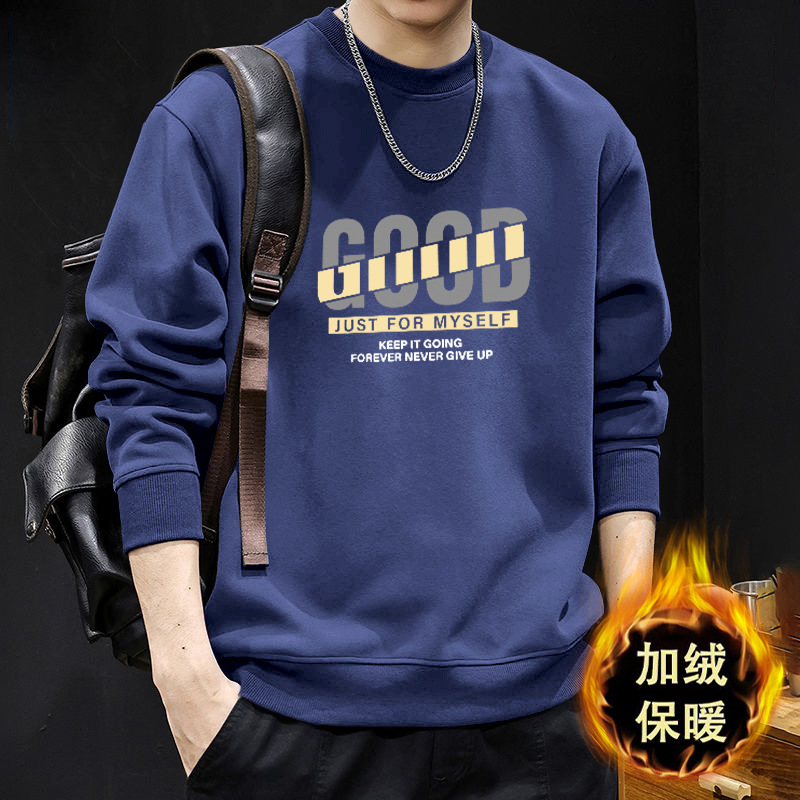 América pesada suéter hombre retro veludo grueso abrigo de cuello redondo invierno incha letra de la marca de moda blusa suelta