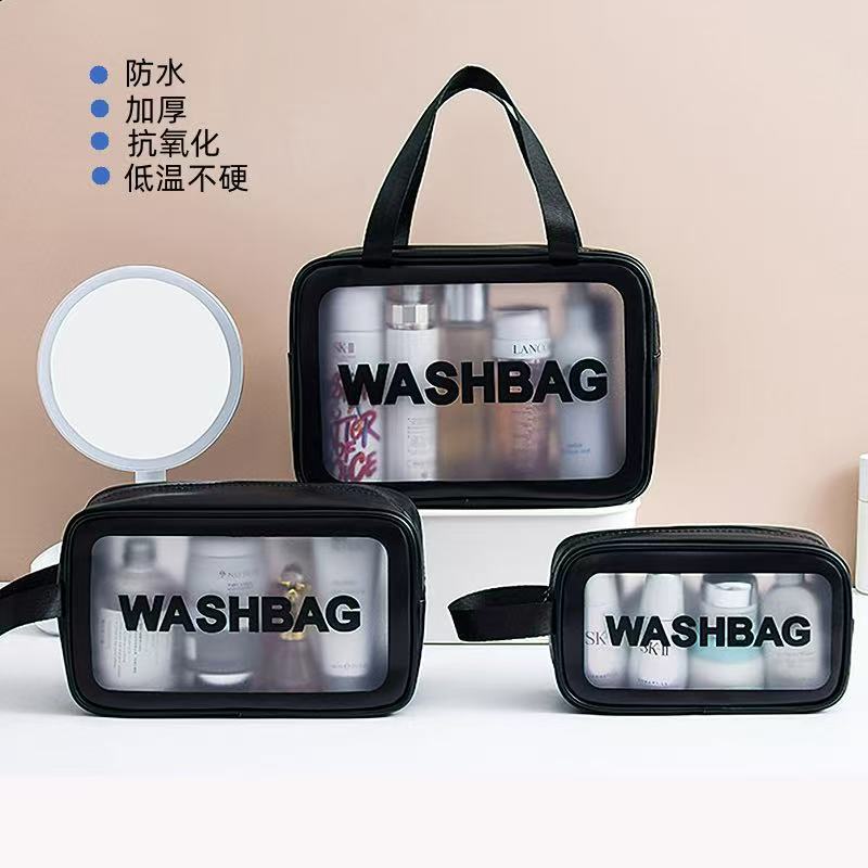 Transparent Portable Cosmetic Bag Three-Piece Set Waterproof Toiletry Storage Bag for Men and Women Travel Simple Large Capacity Washbag