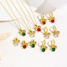 清新甜美个性创意彩色蝴蝶结礼品盒项链吊坠耳环套装魅力女士饰品