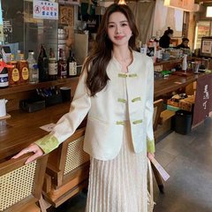 代件2025新型春秋新中国風盤ボタン母ジャカード小香風上着女装