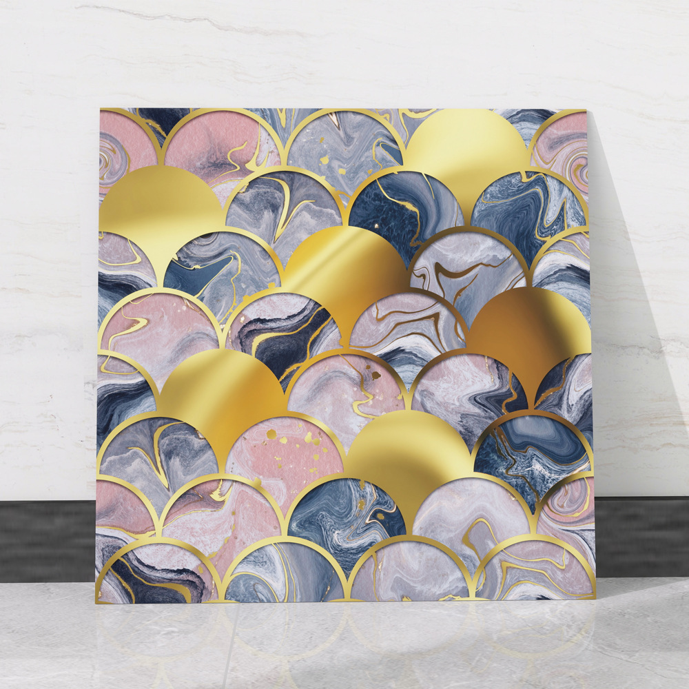 Cross-Border Wholesale Imitation Marble Gold Foil 3D Wall Renovation Decorative Stickers Oil-Proof and Waterproof Wallpaper Self-Adhesive Tile Stickers