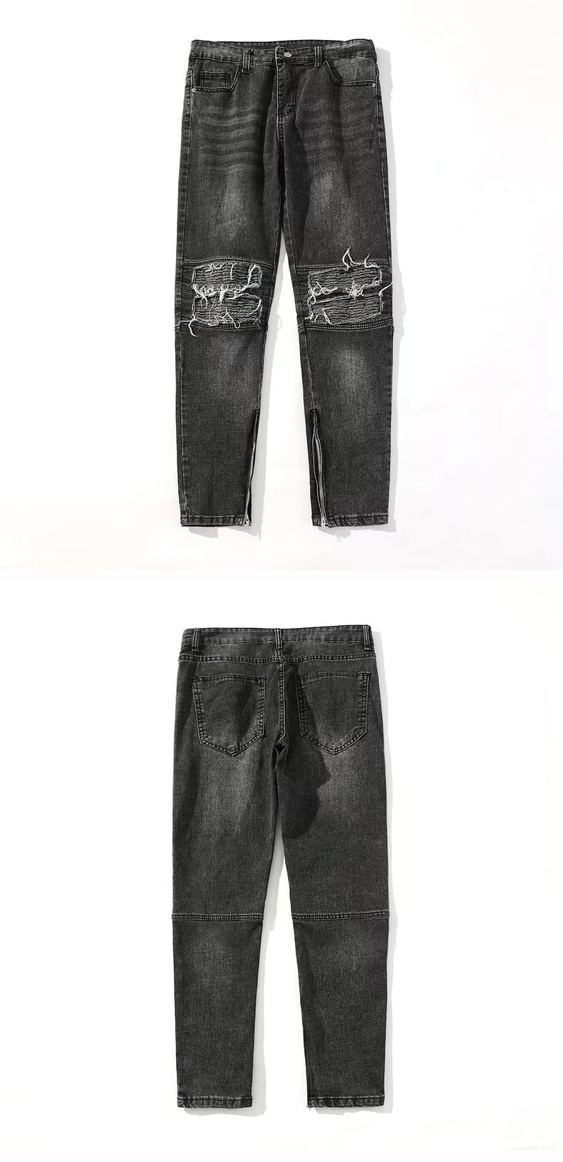 Men's Slim Fit Ripped Jeans - Stretch Denim Pants With Distressed Details For Casual Streetwear​_mkmklike.com