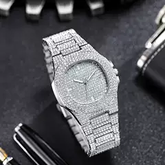 European and American Hip-Hop Elements Fashion Full Diamond Men's and Women's Watch Square Large Gold Watch Fashion Trend Steel Band Quartz Watch