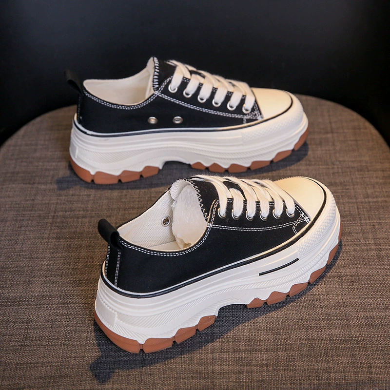 Platform Canvas Sneakers, Women's Summer Breathable Cloth Shoes, Korean Style, 5 cm Platform