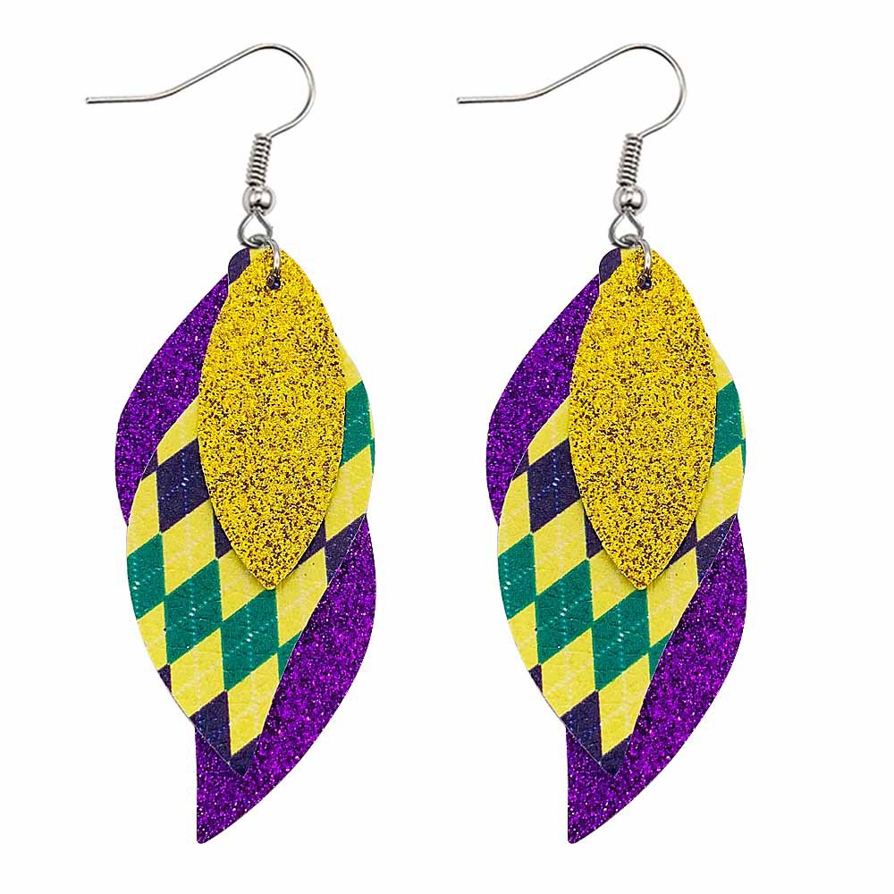 1 Pair Fashion Leopard Pu Leather Printing Womenu0027S Drop Earrings