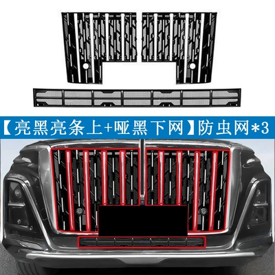 protection net, snap-on installation, no – Automobile anti-insect net - hongqi-23-25-model-hs3-with-glossy-upper-grille-matte-black-lower-grille