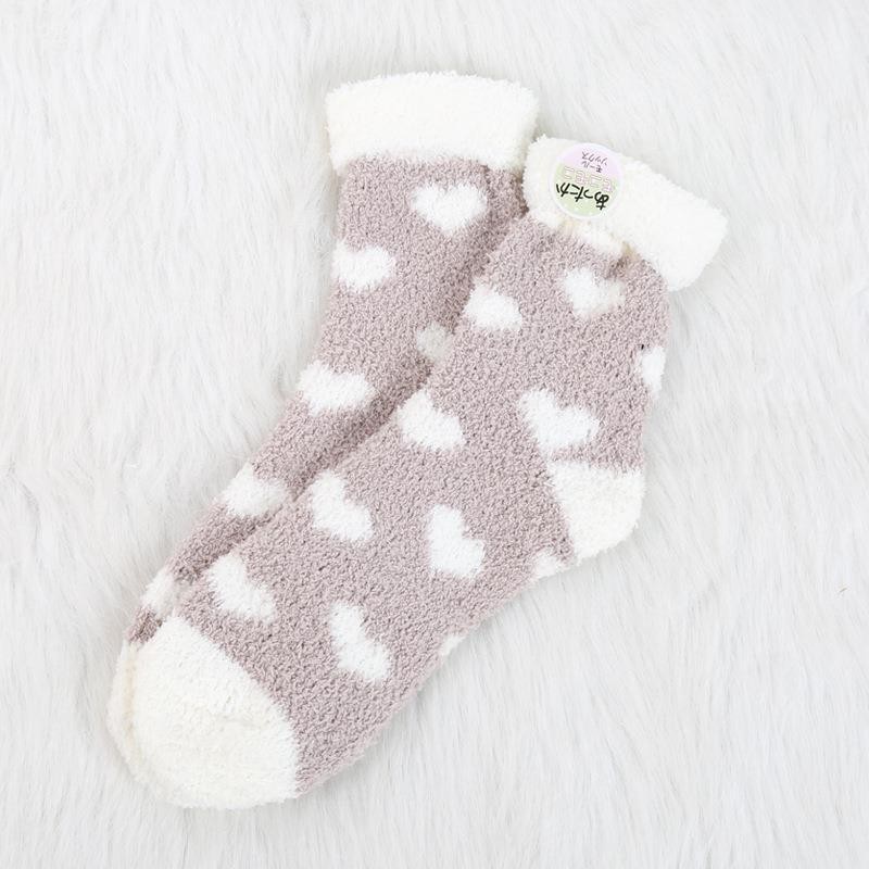 Invierno flanger calcetines de terciopelo de coral de color sólido caliente engrosada toalla Calcetines de piso de terciopelo medio al por mayor