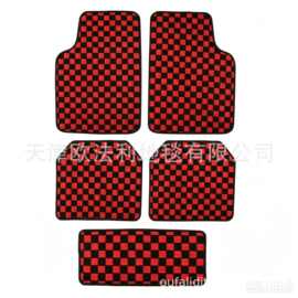 跨境棋盘格汽车脚垫防滑耐脏易打理水晶绒脚垫圈绒简约汽车装饰垫