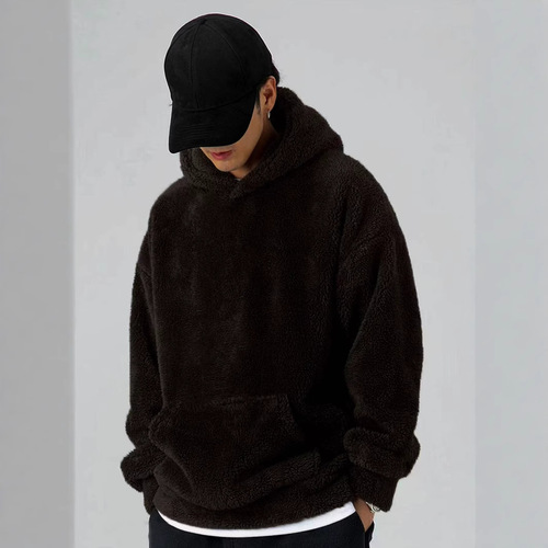 Autumn/Winter New Arrival Men's Loose Casual Personalized Fashion Hoodie Coral Fleece Jacket for Men