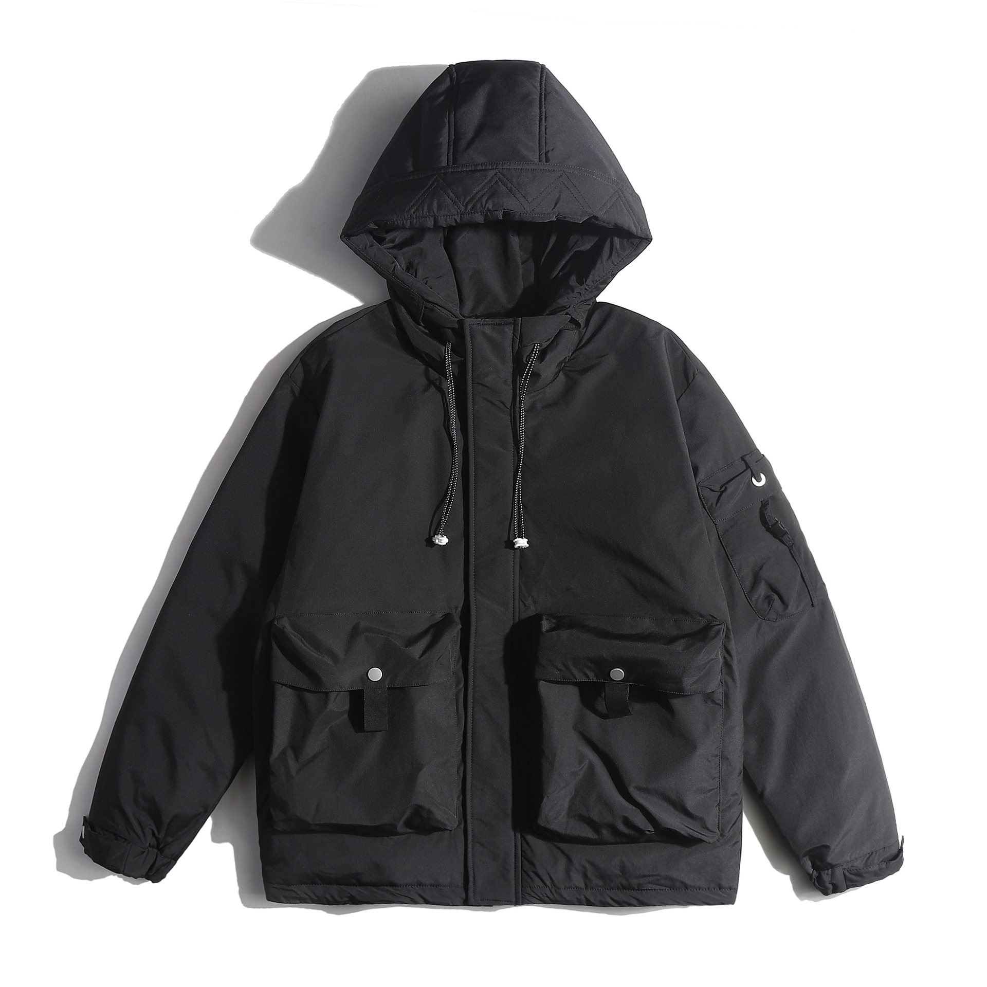 Yidao Vintage Winter Hooded Cardigan Thickened Solid Color Down Jackety Couple High Street Warm Down Jacket