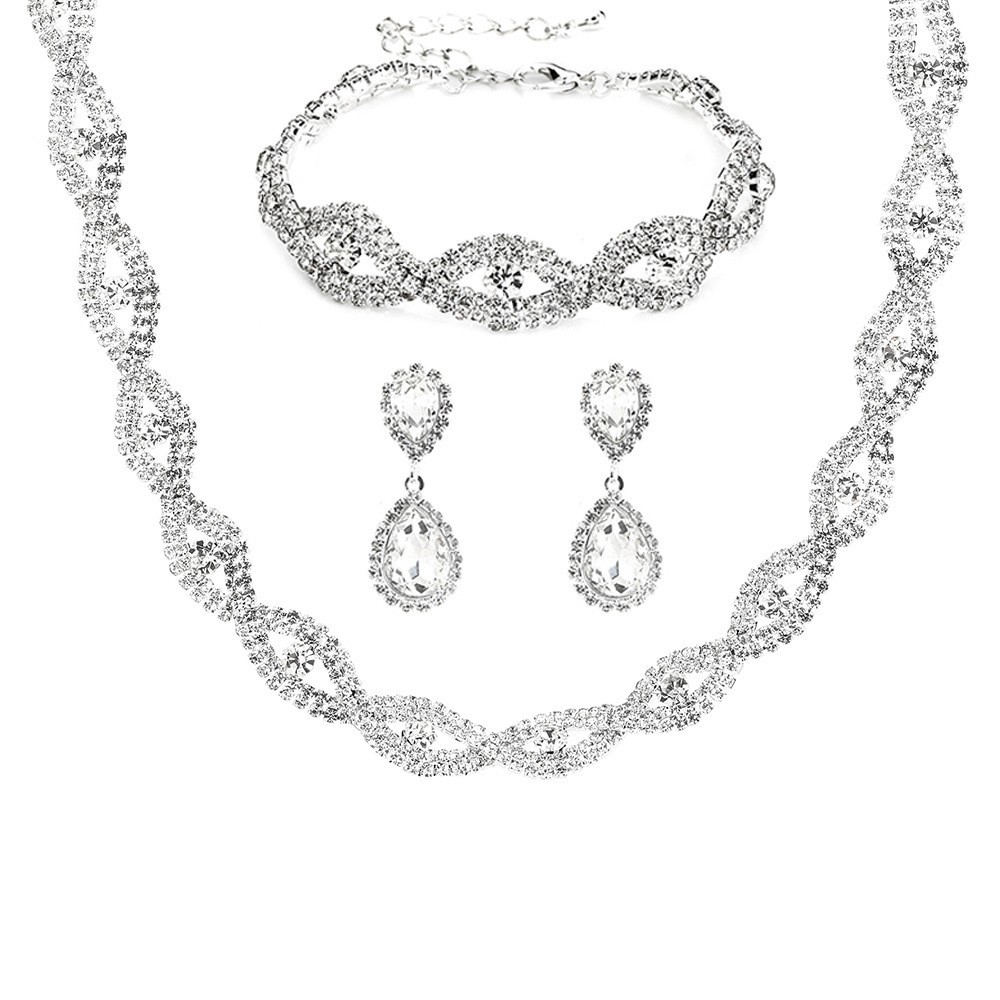 Bridal Jewelry Necklace Bracelet Earring Set Three-piece Hollow Jewelry display picture 2