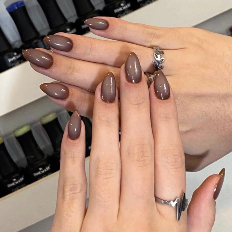 Light Gray Smudged Wearable Manicure Nails, Short Almond Nails, Hot Selling Autumn and Winter Wearable Nails, Wholesale Nails Light Gray Smudged Wearable Manicure Nails, Short Almond Nails, Hot Selling Autumn and Winter Wearable Nails, Wholesale Nails