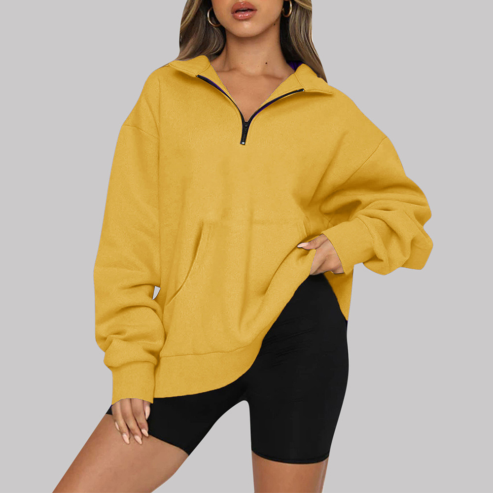 Fashion Solid Color Spandex Polyester Turndown Long Sleeve Regular Sleeve Pocket Hoodie