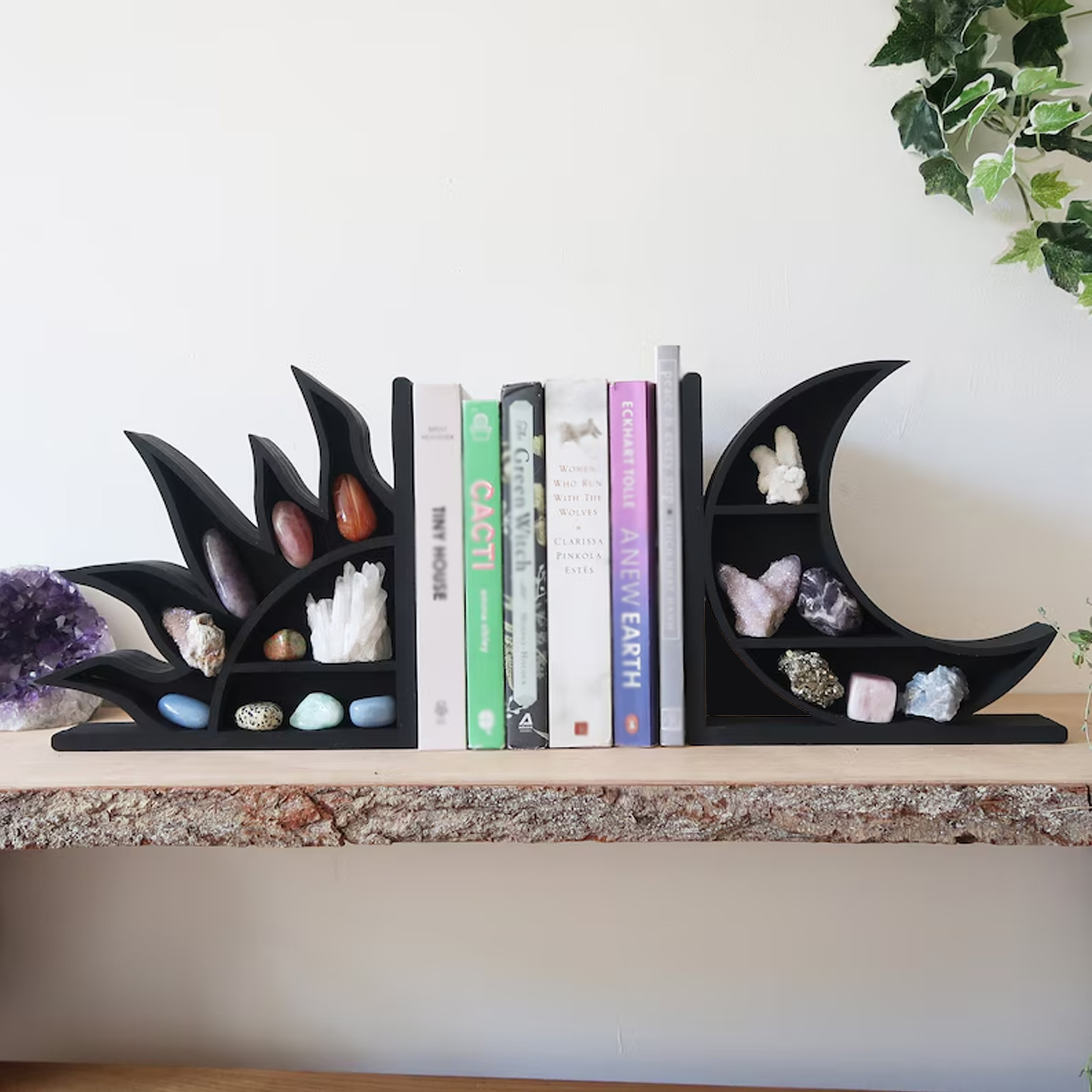 Black Sun and Moon Book Stand Crystal Display