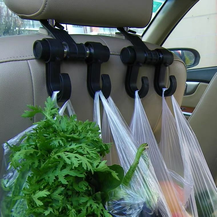 Gancho de coche de doble cabeza multiusos silla de coche de nuevo Gancho de coche gancho de coche suministros negro con embalaje