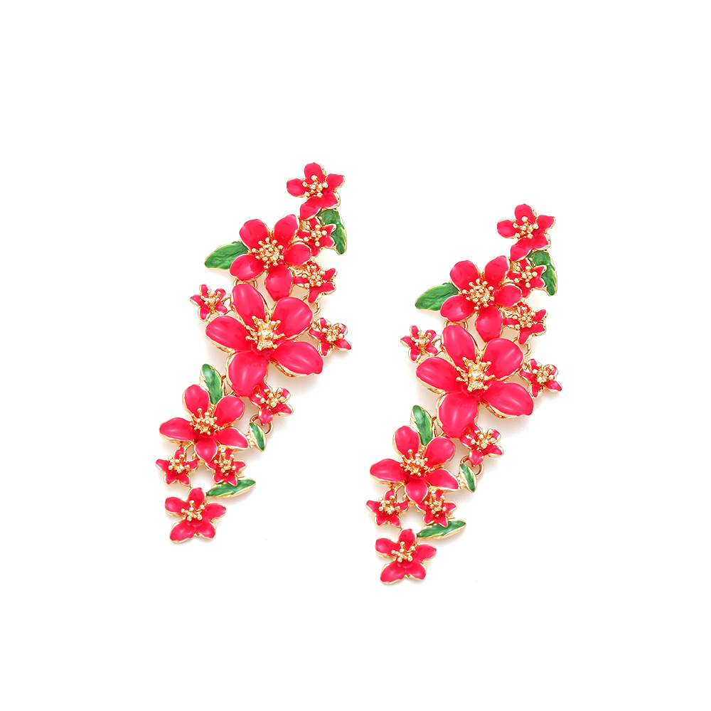 1 Pair Casual Sweet Flower Enamel Zinc Alloy Drop Earrings display picture 5