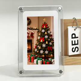 圣诞节桌面摆件亚克力数码相框5寸视频播放器创意礼品商务广告机