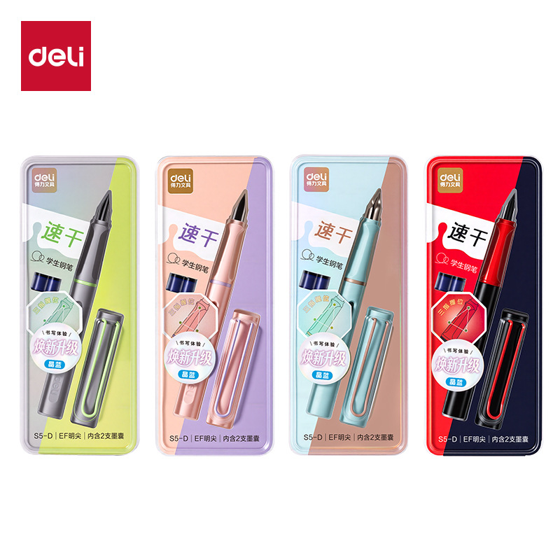Delite S5 - D bolígrafo para estudiantes de secado rápido bolígrafo EF de escritura de punta abierta (1 bolígrafo + 2 bolígrafos / tarjeta)