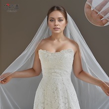 优拉潘 V237水晶串珠精美新娘头纱 手缝珠边高级结婚礼服新娘发饰