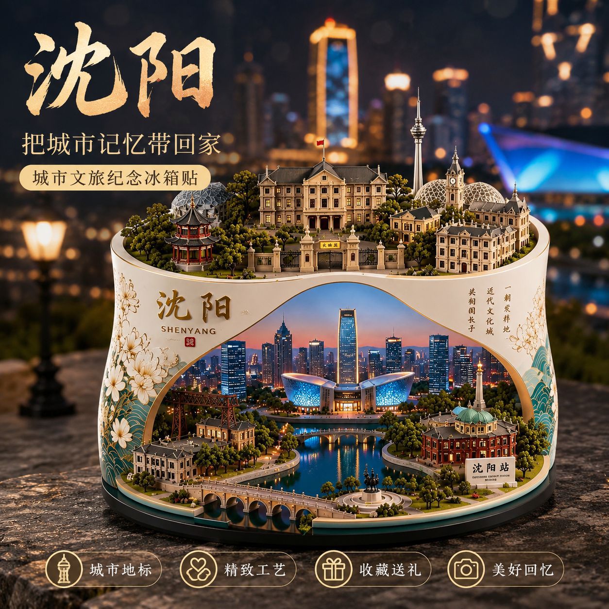 沈阳网红地标爆款金属冰箱贴旅游景点文创纪念品伴手礼物装饰门贴