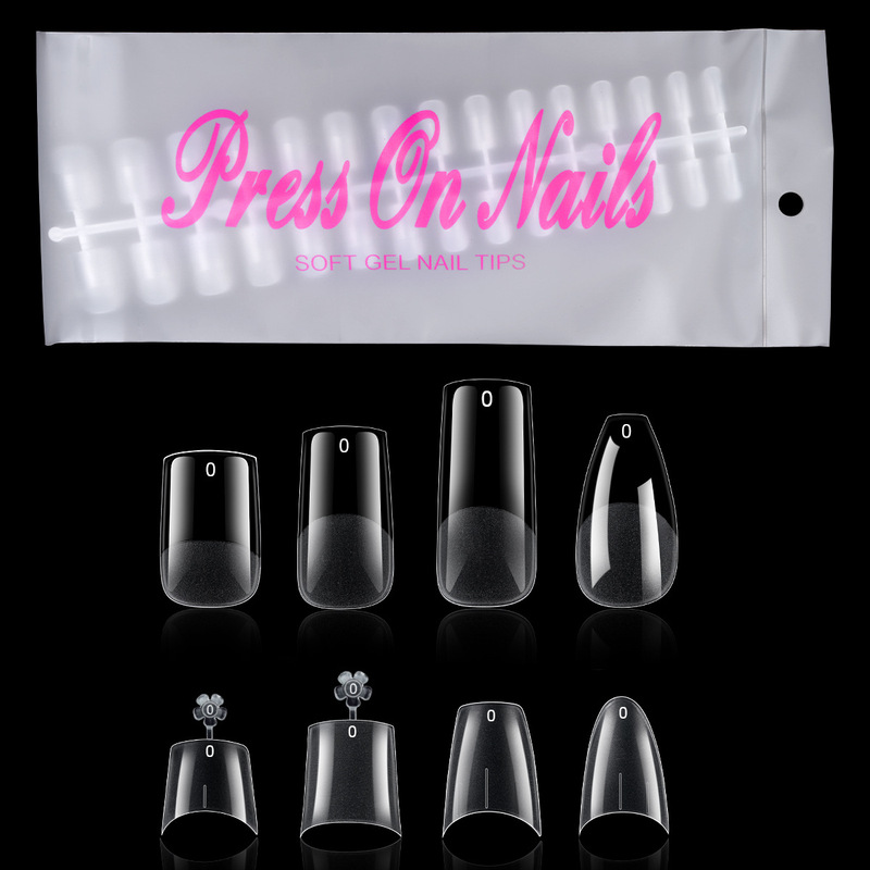 150 New Pieces of Traceless Frosted Full-Stick Nails, Transparent Half-Stick, No Engraving and Grinding Oval Almond Coffin Hand-Wearable