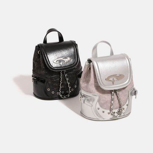 Millennium Hot Girl Crocodile Pattern Small Backpack  Winter New Arrival Unique Mist Pink Double Shoulder Bag Commute Crossbody Bag