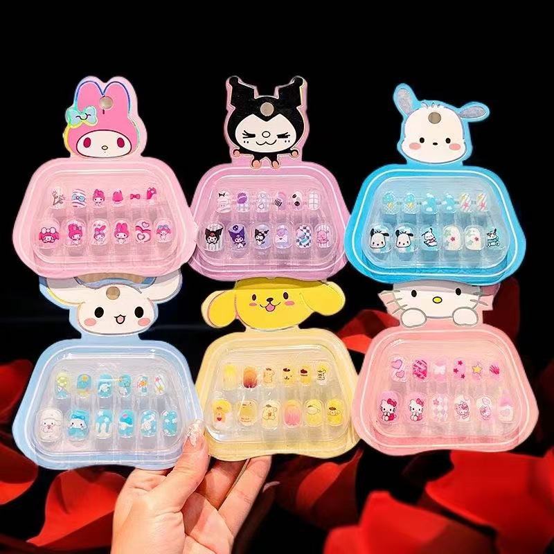 Children's Nail Stickers Wearable Nail Art Stickers for Girls Cute Girl Kuromi Stickers Baby Cute Princess Card Stickers