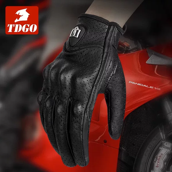 Motorcycle Electric Vehicle Riding Gloves Autumn and Winter Warm Waterproof Windproof Genuine Leather Thickened Bicycle Leather Gloves