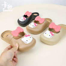 包头凉鞋女夏季2025新款可爱蝴蝶结猫咪防滑中大童外穿沙滩洞洞鞋
