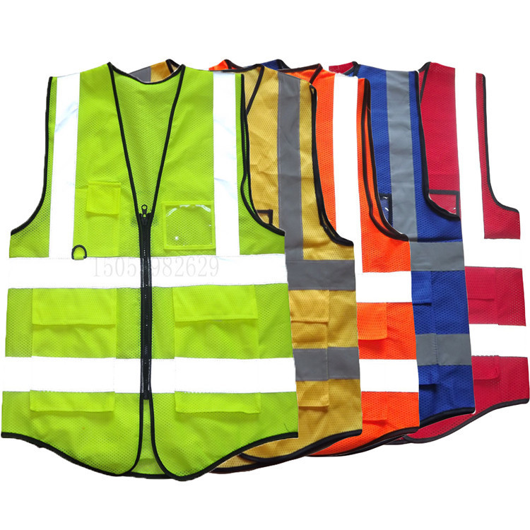 Reflective Vest Construction Worker Safety Vest Multi-Pocket Construction Clothing Multicolor Safety Vest Reflective Clothing
