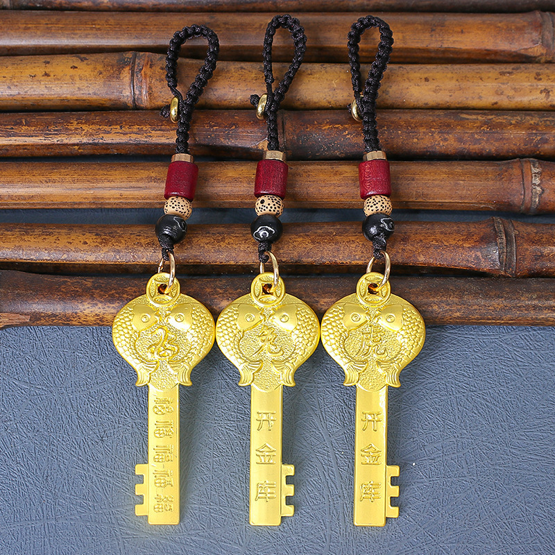 Zodiac Gold Key Safe Opening Keychain Pendant Copper Safe Opening Pendant Car Keychain Personalized