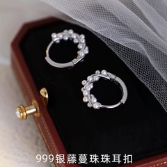 S999純銀レトロ高級感麻花真珠耳輪軽豪華なデザイン感幾何イヤリング卸売り