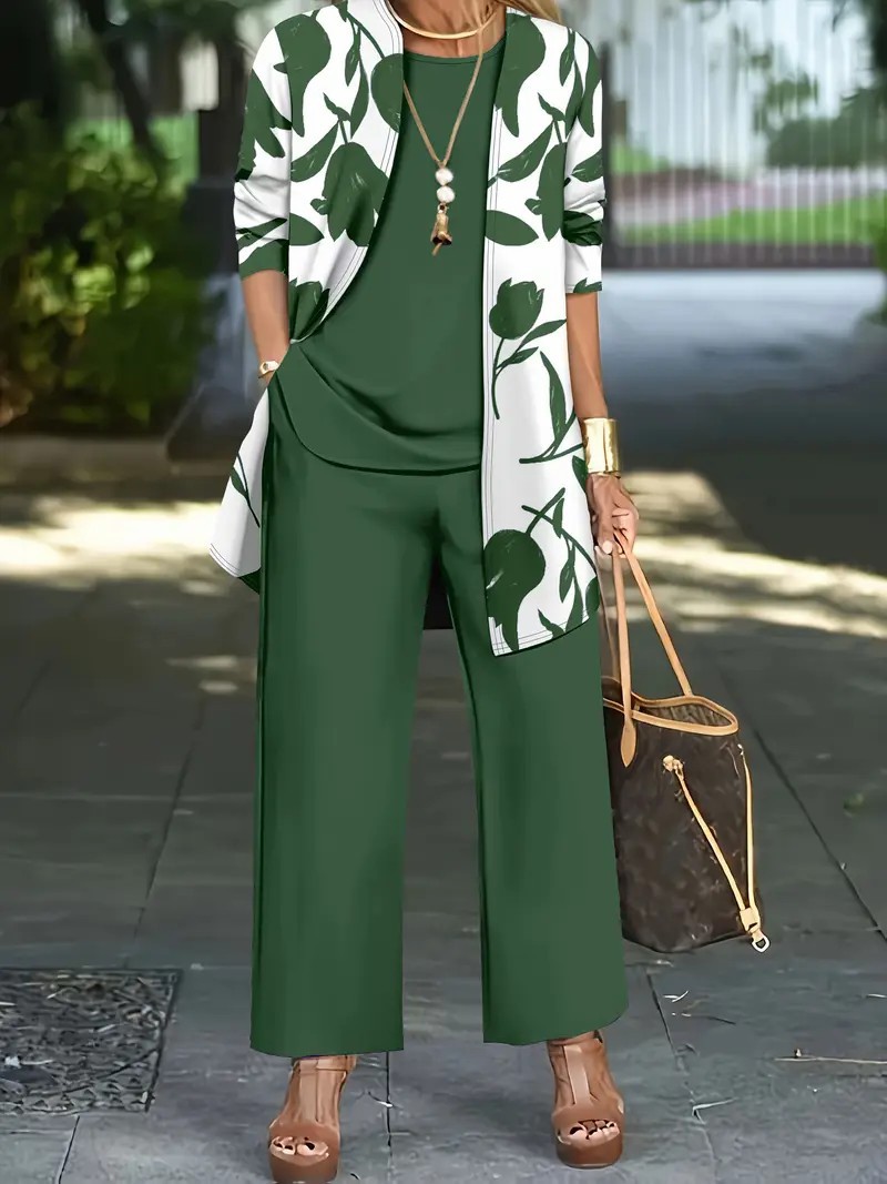 Women's 3 Piece Set Autumn Casual Outerwear Vest Pants_ecoleips.com