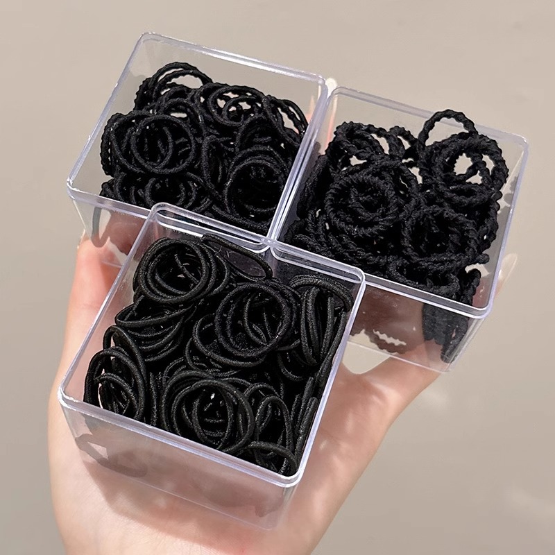 Cintas de goma negra de alta elasticidad y durabilidad para niños cabello de cabello de mujer anillo de cabello de cabello de cola de caballo no lesiones cubierta de cabello de cuero