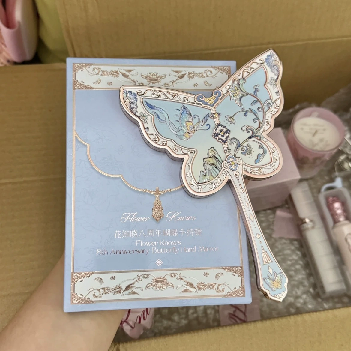 Карманное зеркальце Little Angel, портативное в придворном стиле, дневной и ночной эффект