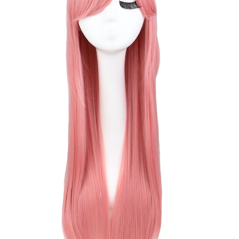 Cos peluca color pelo largo y recto peluca Cosplay estilo de anime de Europa y América en la acción 80cm peluca en la acción