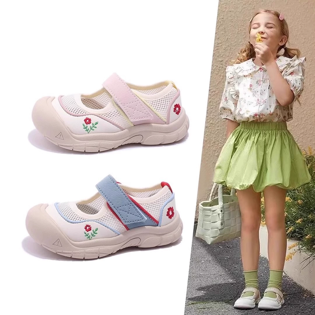 Детские сандалии Новинка 2025 Лето клетчатые модные повседневные пляжные туфли для девочек школьные сетчатые туфли детская обувь