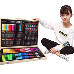 251 Wooden Box Children's Painting Brush Set Watercolor Pens Crayon Set Colored Pencils Kindergarten Children's Watercolor Pens Children
