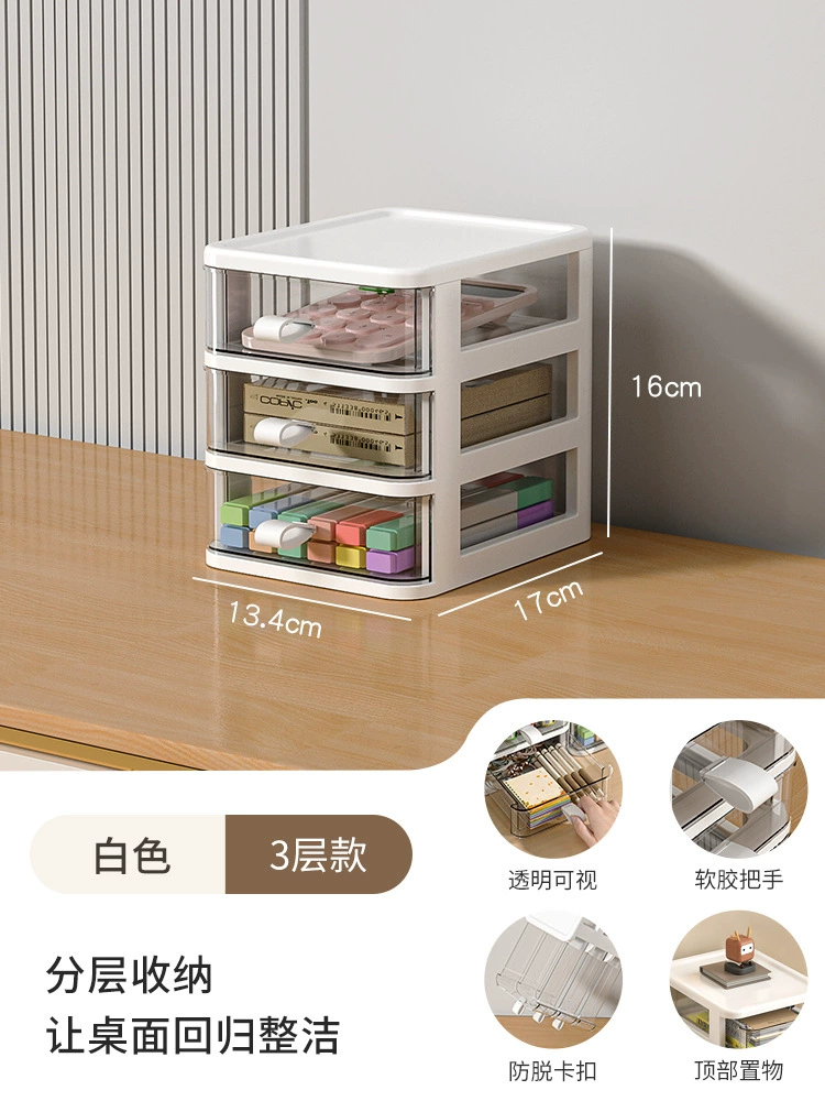Desktop storage box office Student dormitory stationery cosmetics debris storage transparent multi -layer dustproof rack