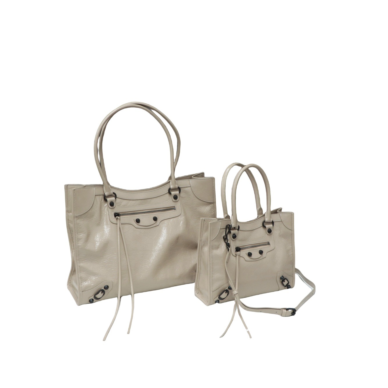2026 Spring New Outlet Studded Bag Classic Retro Motorcycle Bucket Bag Top Grain Cowhide Shoulder Tote Bag For Women - Thumbnail 5