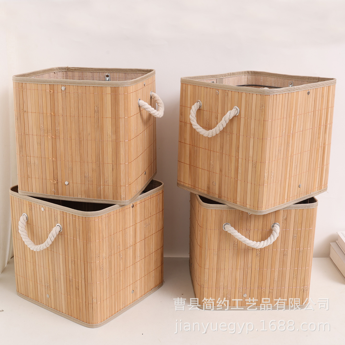 Cesta de almacenamiento simple plegable transfronteriza Cesta de almacenamiento de estera de bambú multifuncional Cesta de almacenamiento plegable de ropa sucia japonesa de bambú