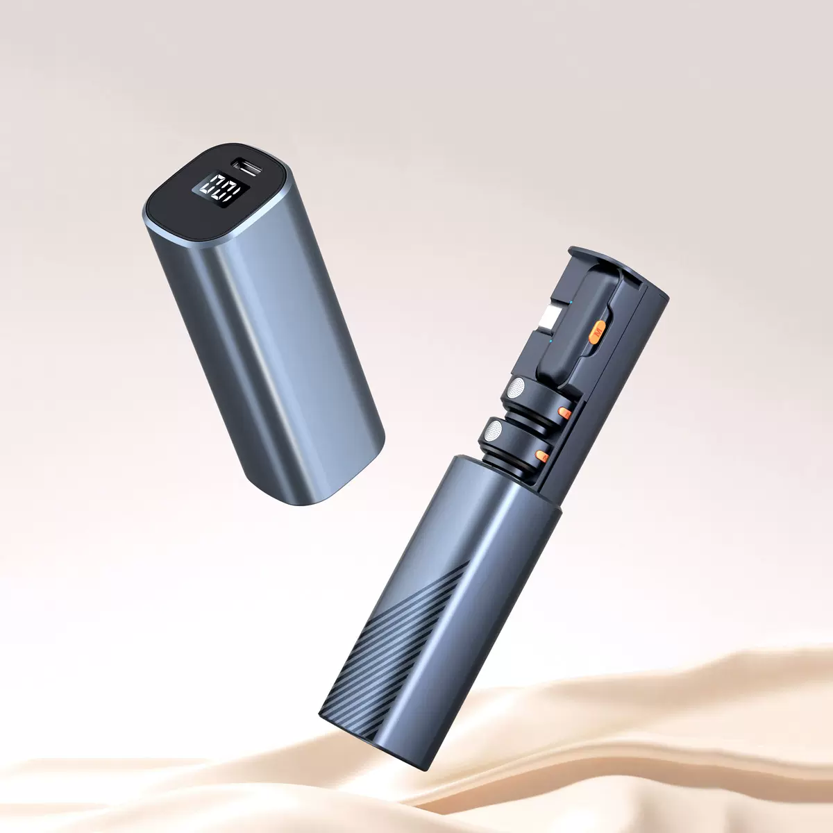 跨境新款无线领夹麦克风私模小巧圆麦抽拉充电仓直播麦降噪厂家