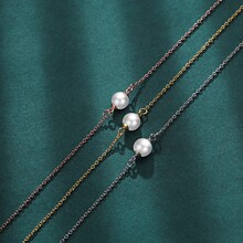 925纯银贝珠手饰时尚精品纯手工奢侈品镀金手链女ins小众设计