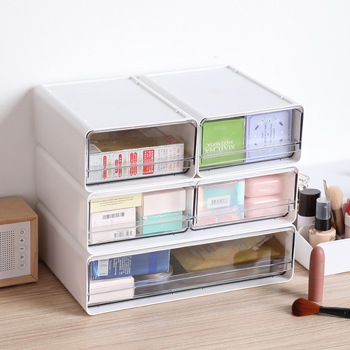 Drawer-type desktop cosmetics storage box pen holder storage drawer box desk storage rack organizer cabinet dormitory