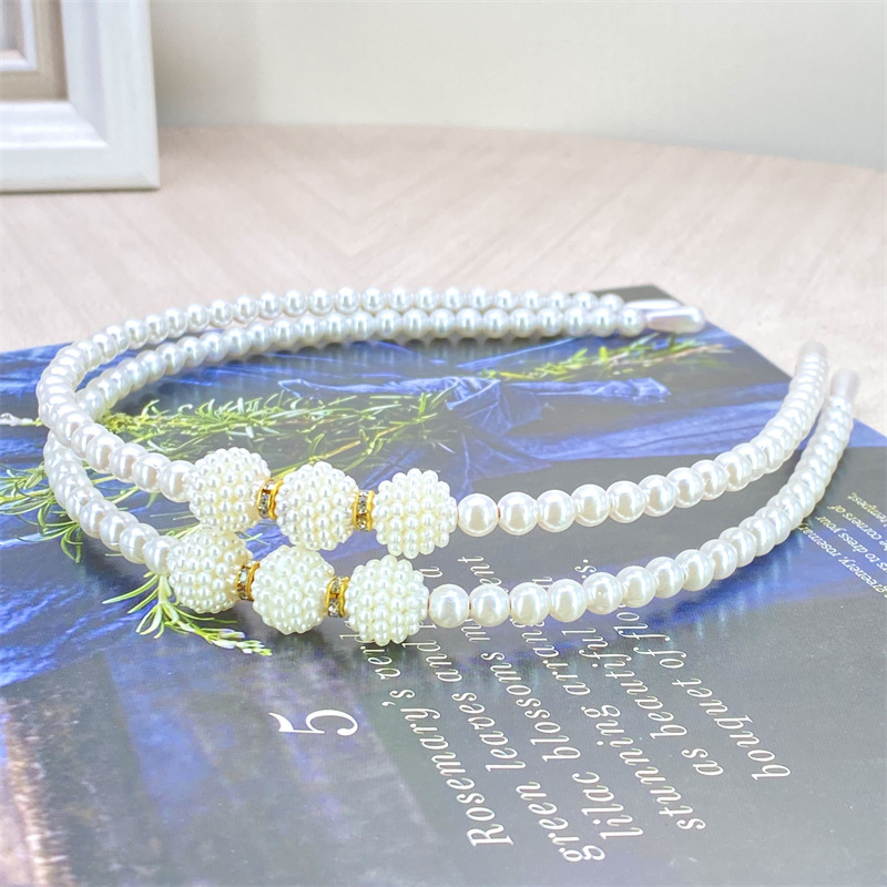 Retro chica perla diadema simple todo partido diadema Mori horquilla pelo presionando accesorios para el cabello mujer Corea del Sur Internet celebridad headwear