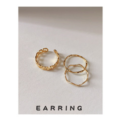 Three-piece set~Copper-plated 14K lasting color, not easy to fade ring Korean/Instagram simple and versatile jewelry ring